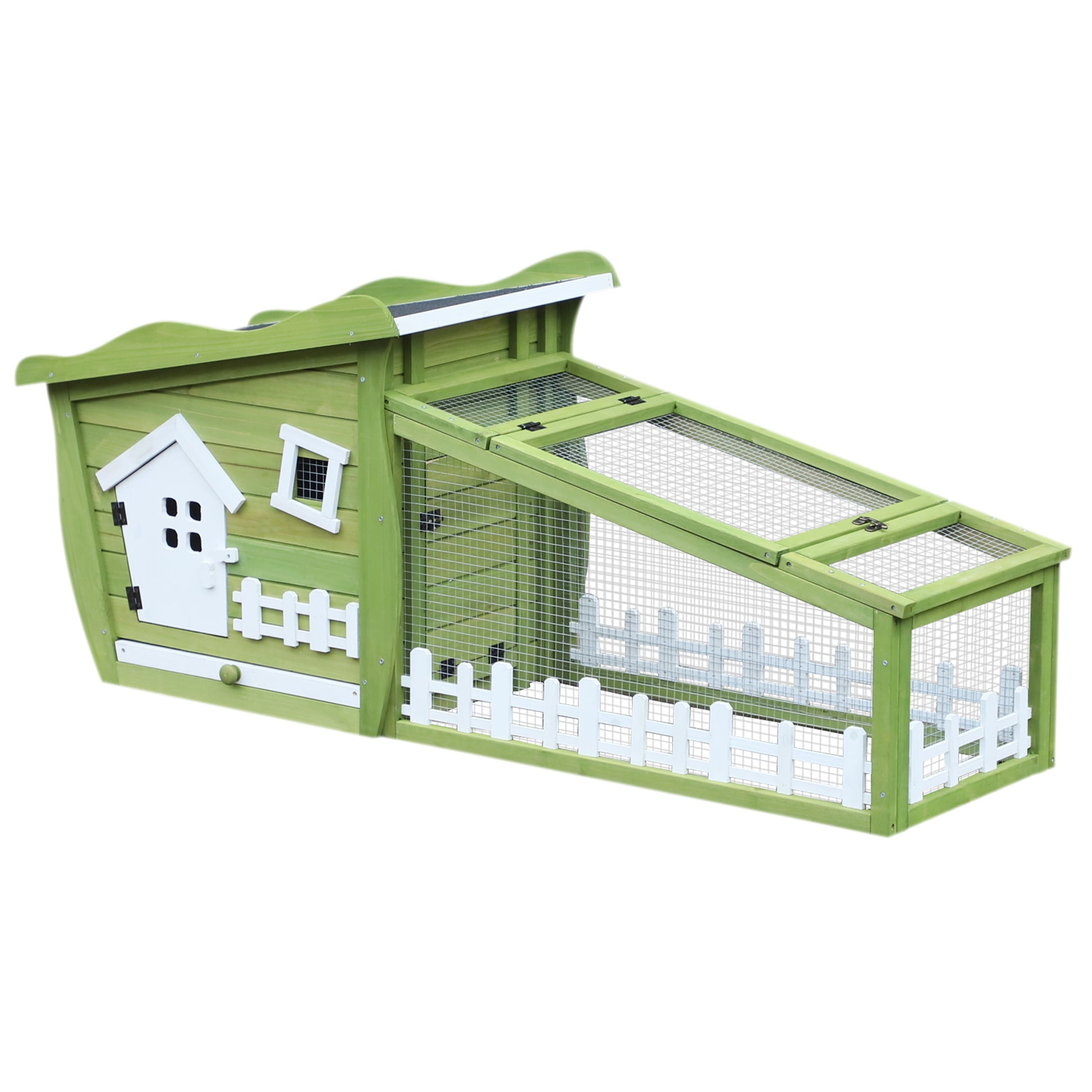 Pawhut Conejera De Madera Exterior Para Mascotas Pequeñas Bandeja Extraíble_0