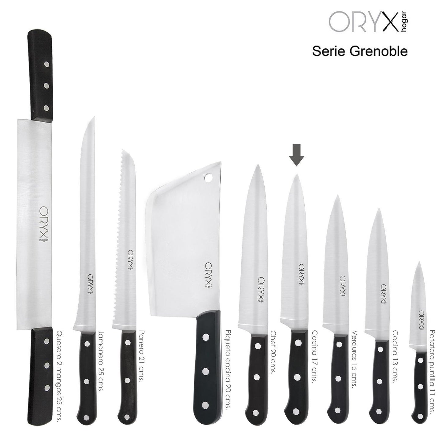 Cuchillo Grenoble Cocina Hoja Acero Inoxidable 17 Cm. Negro_3
