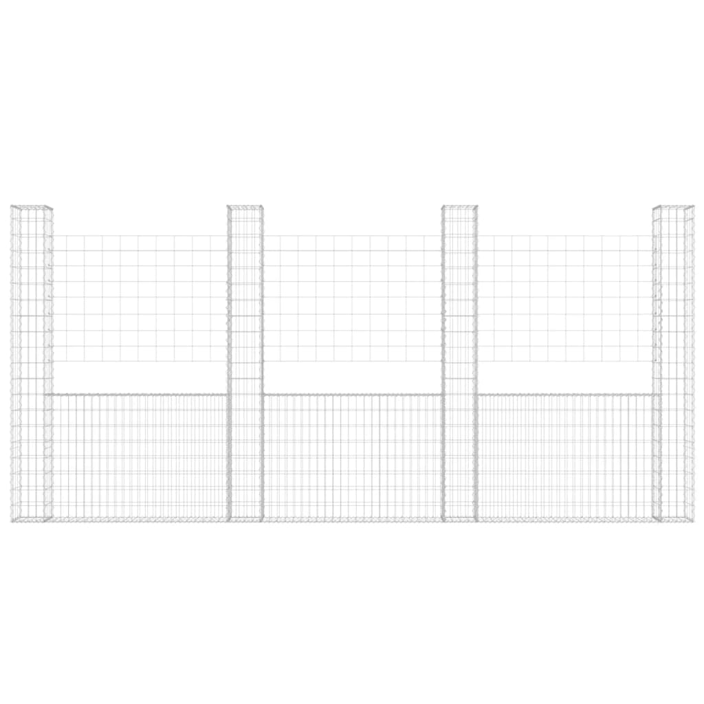 Cesta De Gaviones Forma De U 4 Postes De Hierro 380x20x200 Cm / Vetonek_1