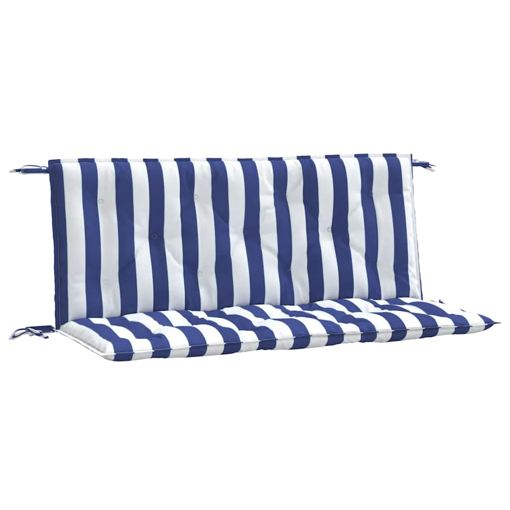 Vidaxl Cojines Banco Jardín 2 Uds Tela A Rayas Azul Blanco 120x50x7 Cm_0