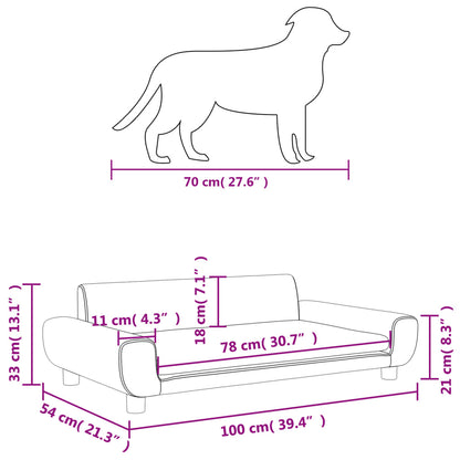 Cama Para Perros De Terciopelo Gris Claro 100x54x33 Cm / Vetonek_2