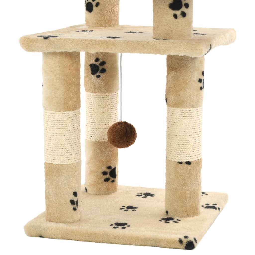 Vidaxl Rascador Para Gatos Poste De Sisal 65 Cm Huellas Beige_4