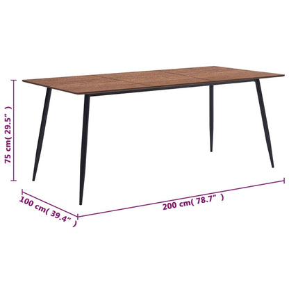 Mesa De Comedor De Mdf Marrón 200x100x75 Cm_4