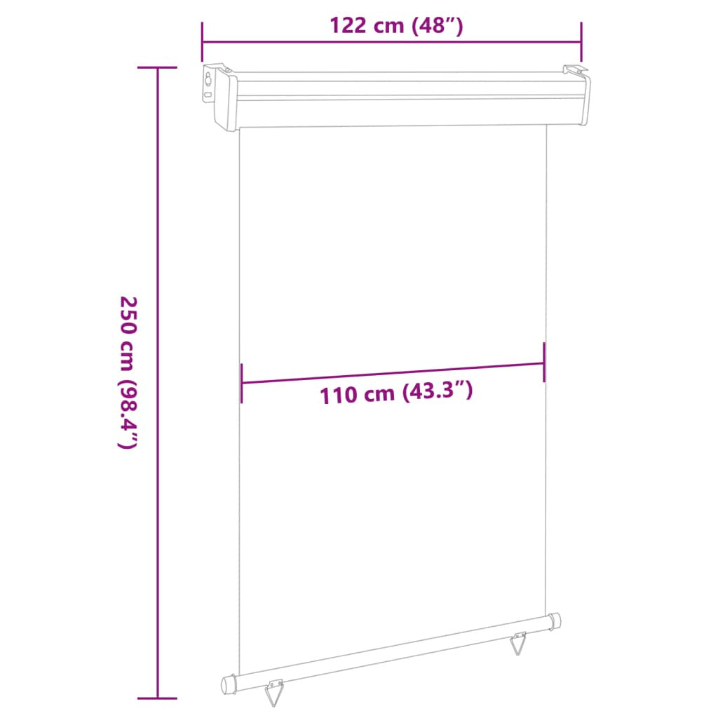 Vidaxl Toldo Lateral De Balcón Azul 122x250 Cm_2