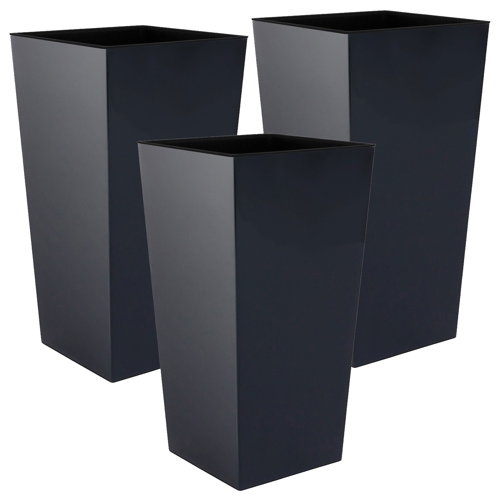 3x Maceta Alta Urbi 2 Litros, De Plastico, 12,6 X 12,6 X 20 Cm En Color Antracita