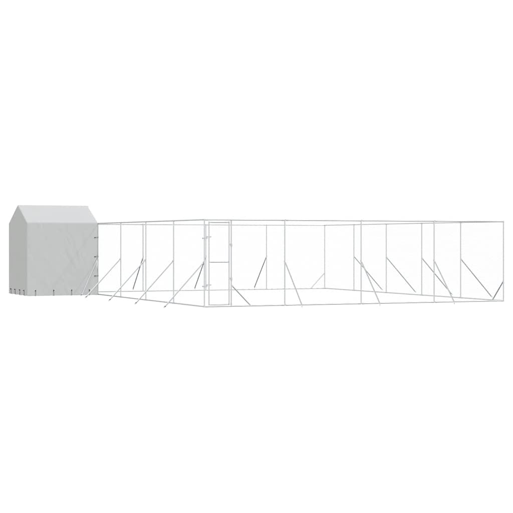 Perrera Exterior Con Techo Acero Galvanizado Plata 10x10x2,5 M_0
