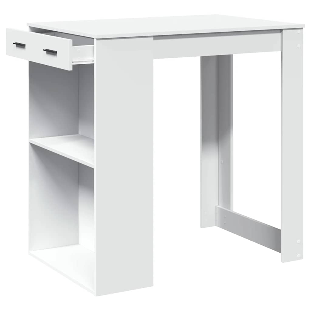 Mesa Alta De Bar Madera Ingeniería Blanca 102x70x103,5 Cm_2