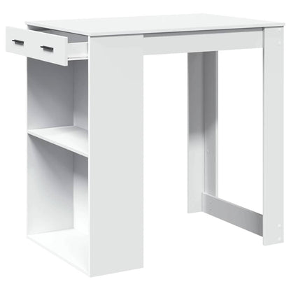 Mesa Alta De Bar Madera Ingeniería Blanca 102x70x103,5 Cm_2