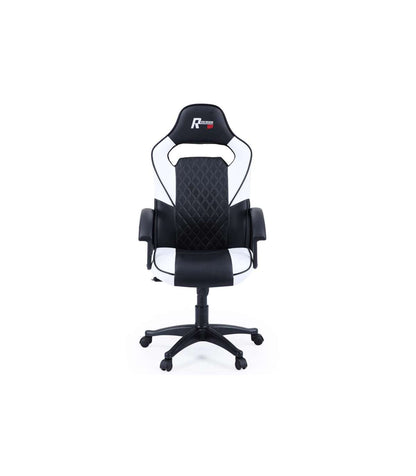 Sillon Giratorio Elevable Gamer R-design En Simil Piel Y Carbono Color Blanco-negro 115-12_5