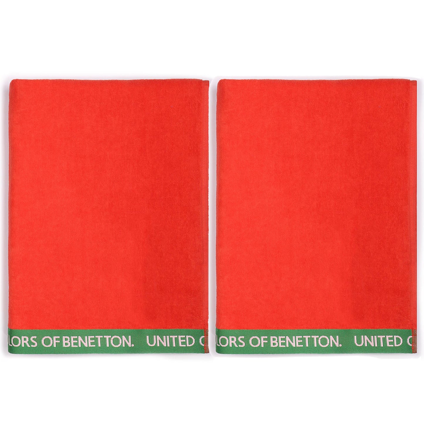 Set 2 Toalla De Playa 90x160cm 380gsm Velour 100%algodon Rojo Casa Benetton_0
