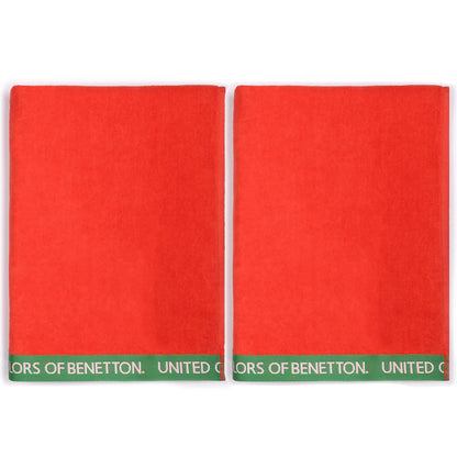 Set 2 Toalla De Playa 90x160cm 380gsm Velour 100%algodon Rojo Casa Benetton_0
