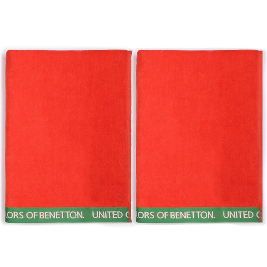 Set 2 Toalla De Playa 90x160cm 380gsm Velour 100%algodon Rojo Casa Benetton_0