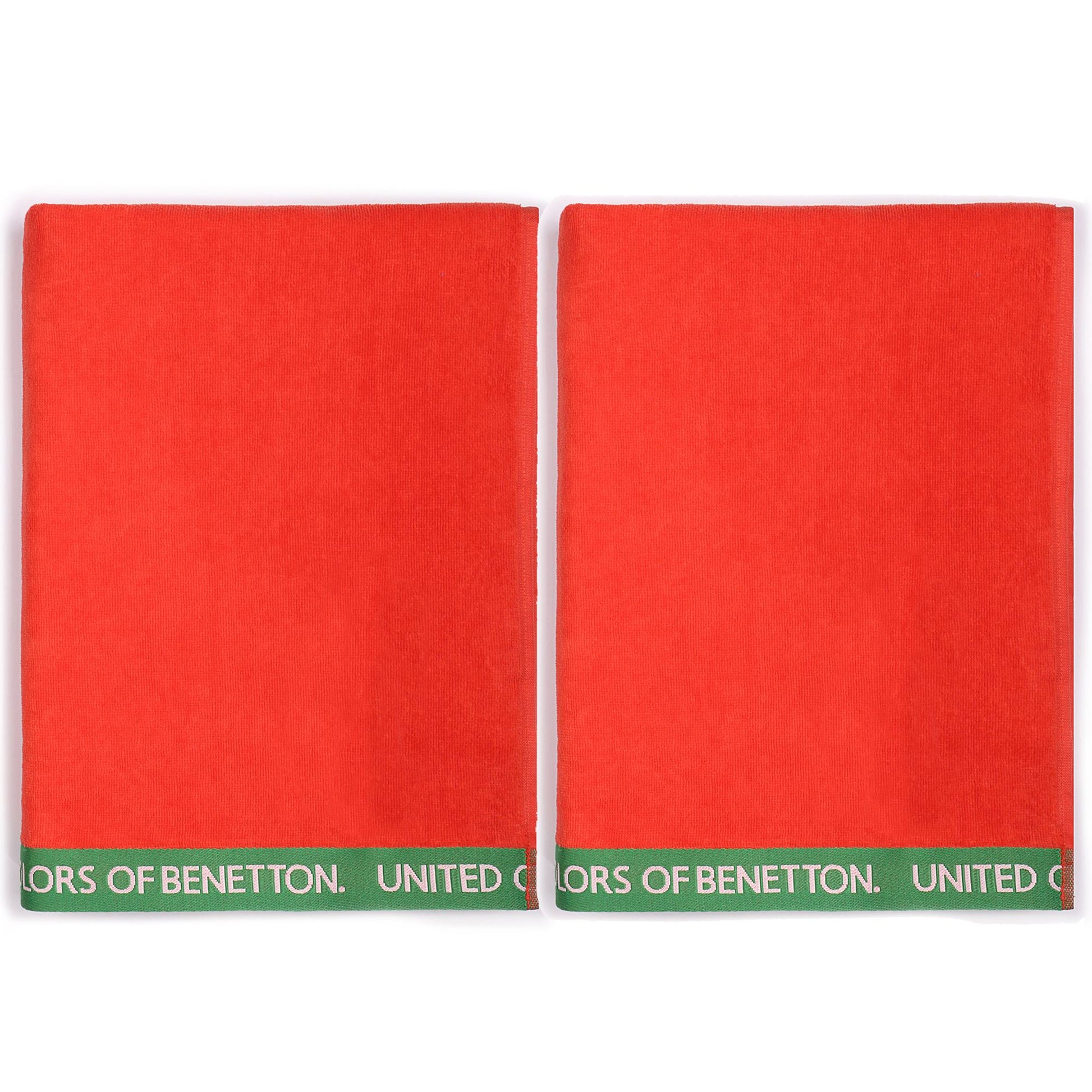 Set 2 Toalla De Playa 90x160cm 380gsm Velour 100%algodon Rojo Casa Benetton