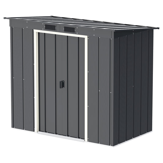 Caseta Jardín Eco Pent Roof 6×4 Metal Gris Antracita_0