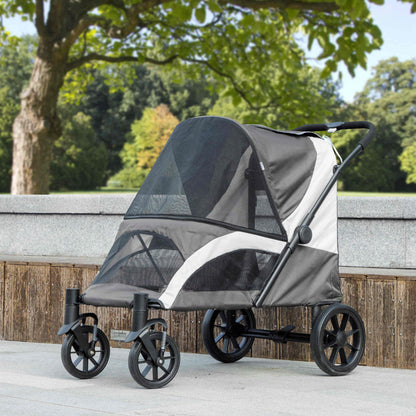 Pawhut Carrito Para Perros Plegable Con Ventanas 124x67x100 Cm Gris Oscuro_1