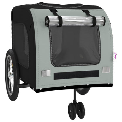 Vidaxl Remolque Bicicleta Para Mascotas Hierro Tela Oxford Negro Gris_4