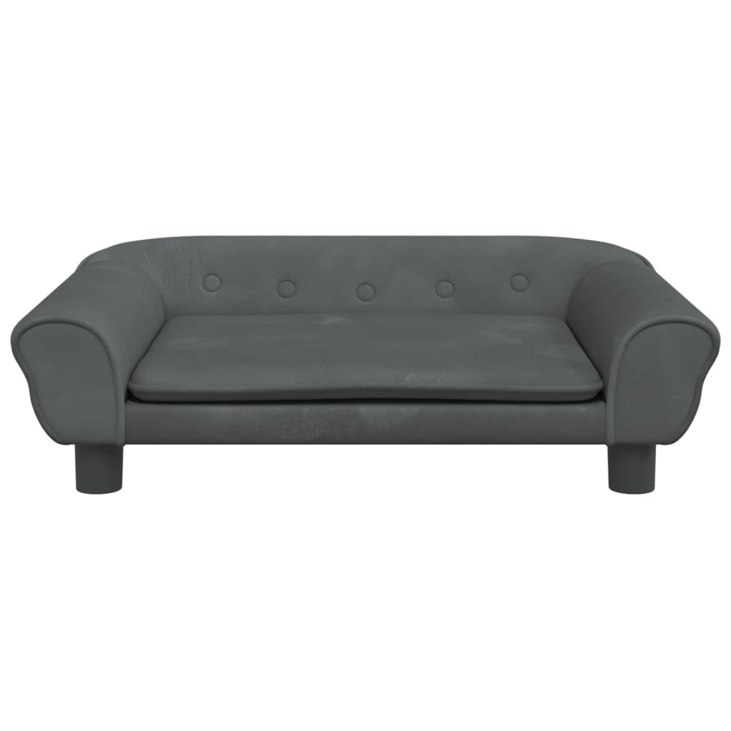 Cama Para Perros De Terciopelo Gris Oscuro 70x48x22 Cm / Vetonek_4
