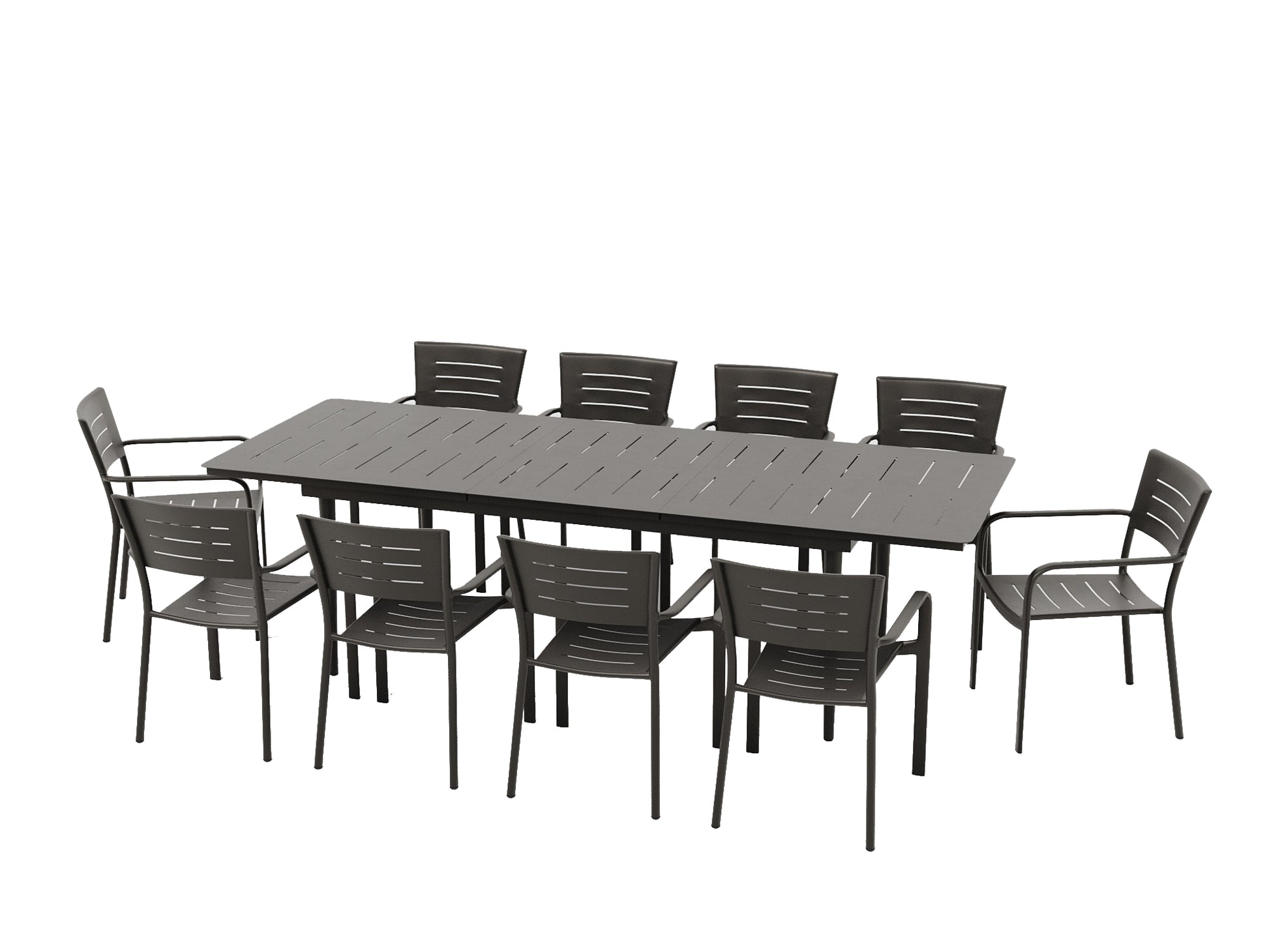 Inari Mesa De Jardín Rectangular Extensible Para 10 Personas De Aluminio Negro 240x100xh75cm- Mobiliario De Jardín_3