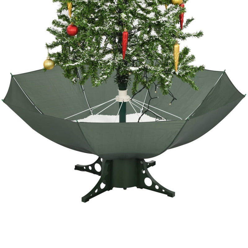 Vidaxl Árbol De Navidad Con Nieve Con Base En Paraguas Verde 170 Cm_5