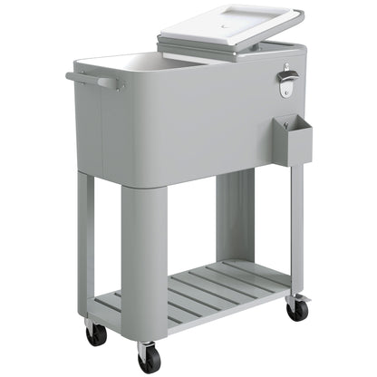 Outsunny Carrito Nevera De 76l Con Ruedas Estante Abrebotellas Asas Plateado_0