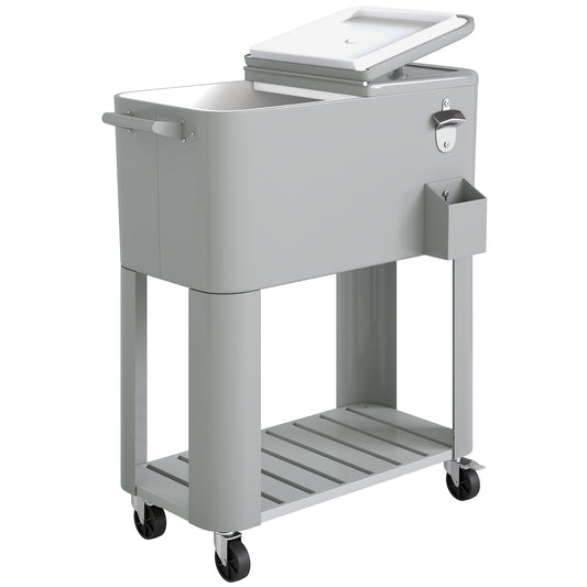Outsunny Carrito Nevera De 76l Con Ruedas Estante Abrebotellas Asas Plateado_0