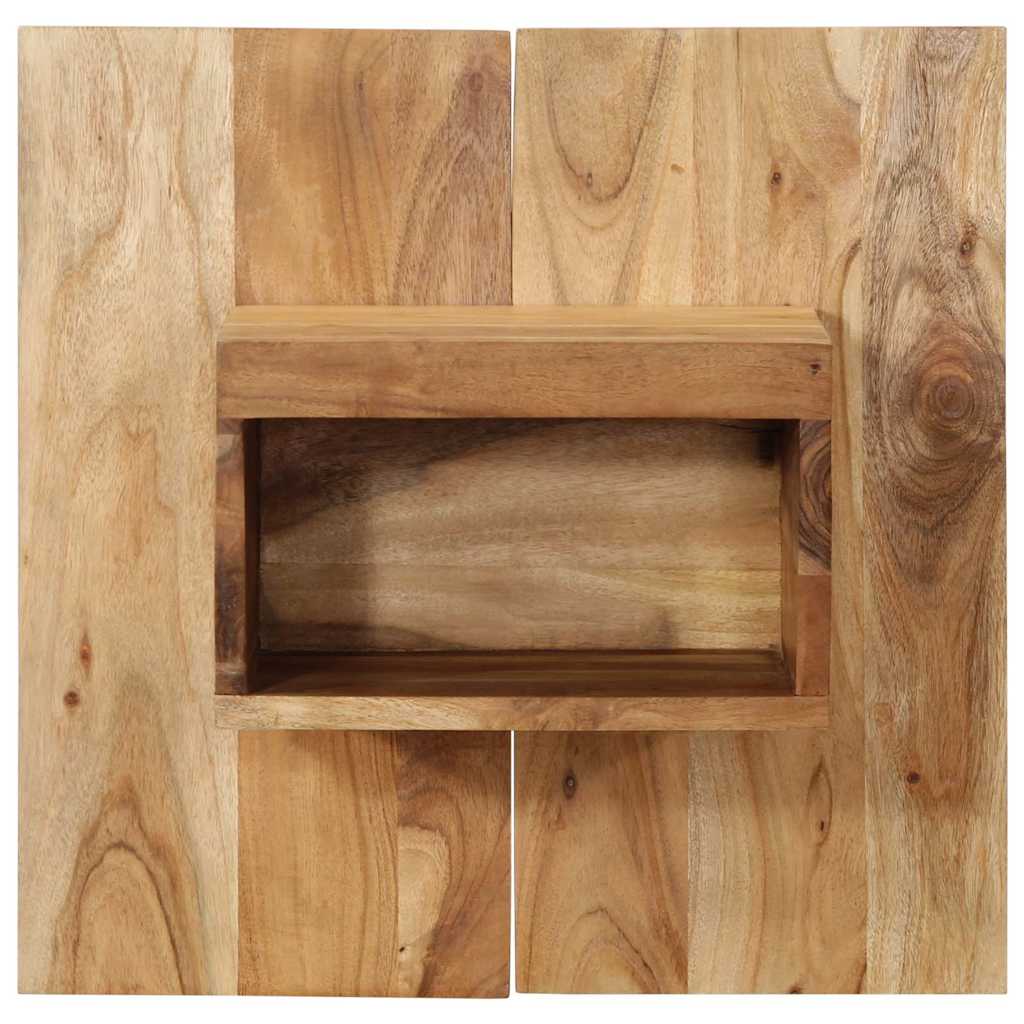Mesita De Noche Madera Maciza De Acacia 50x27x50 Cm_0