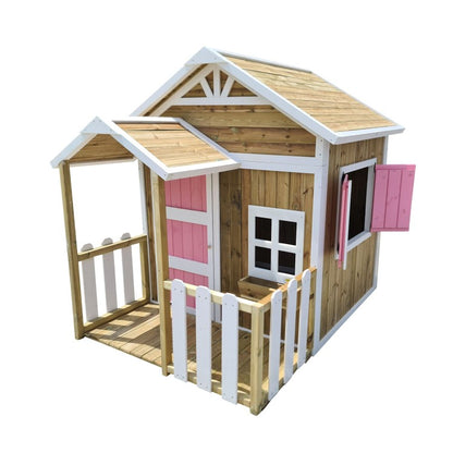 Casita Infantil De Madera Por Paneles Masgames Olden Rosa._3