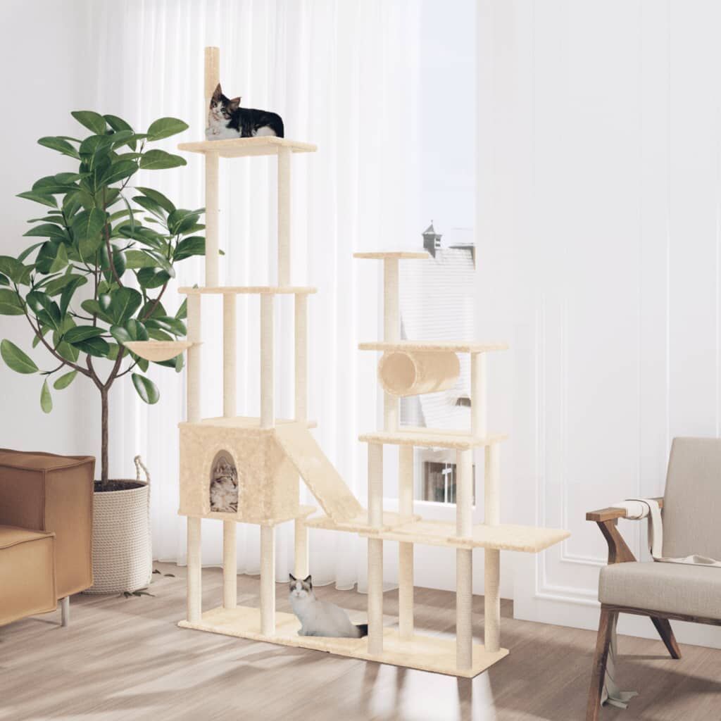 Vidaxl Rascador Para Gatos Con Postes De Sisal Color Crema 279 Cm_1