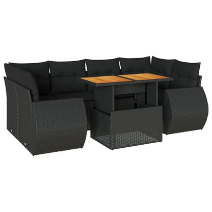 Set De Sofás De Jardín 7 Pzas Con Cojines Ratán Sintético Negro / Vetonek_3
