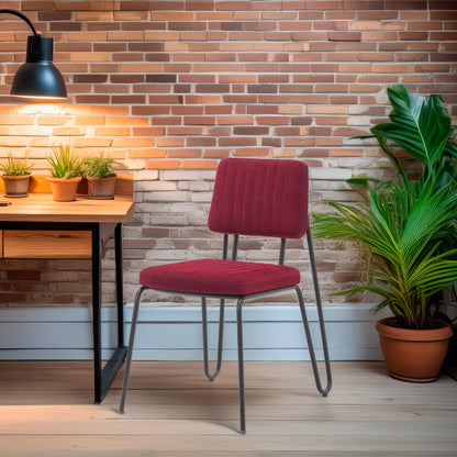 Silla Lona Granate Y Negra - Diseño Minimalista 55x60x95cm - Well Home_2