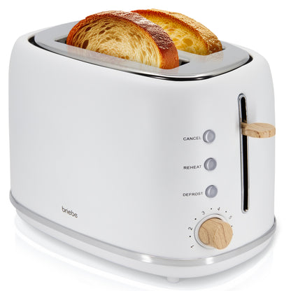Briebe Nordic Tostadora Pan Ranura Ancha, Tostador 2 Rebanadas, 6 Niveles Tostado, Calientapanecillos, Ta1166wht, Blanco_0