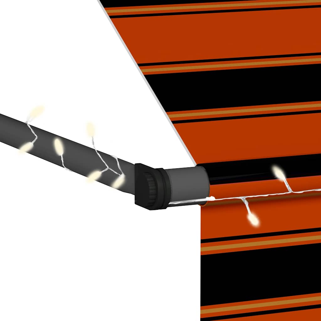 Toldo Manual Retráctil Con Led Naranja Y Marrón 150 Cm_5