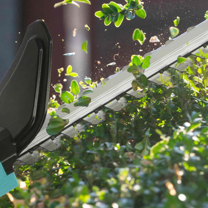 Outsunny Cortasetos Eléctrico Con 2 Baterías De 4000mah Y Cuchilla De 51 Cm Azul_3