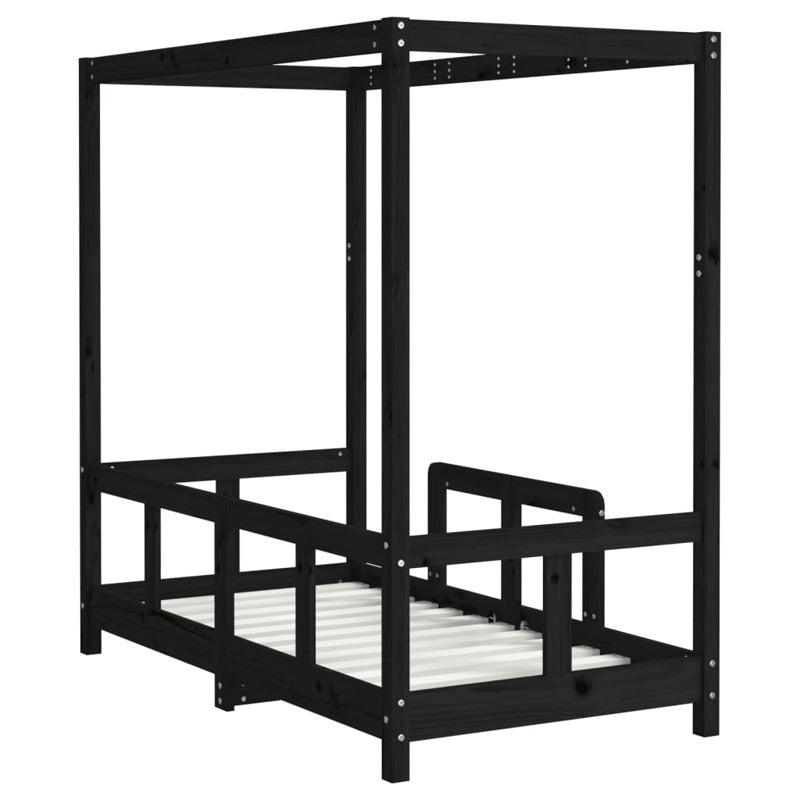 Vidaxl Estructura De Cama Para Niños Madera De Pino Negro 70x140 Cm_5