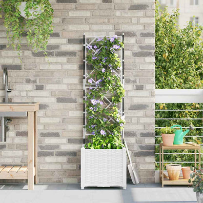 Vidaxl Maceta De Jardín Con Enrejado Blanco 40 X 40 X 143 Cm Pp_1