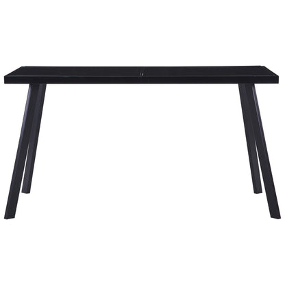 Mesa De Comedor De Vidrio Templado Negro 140x70x75 Cm_0