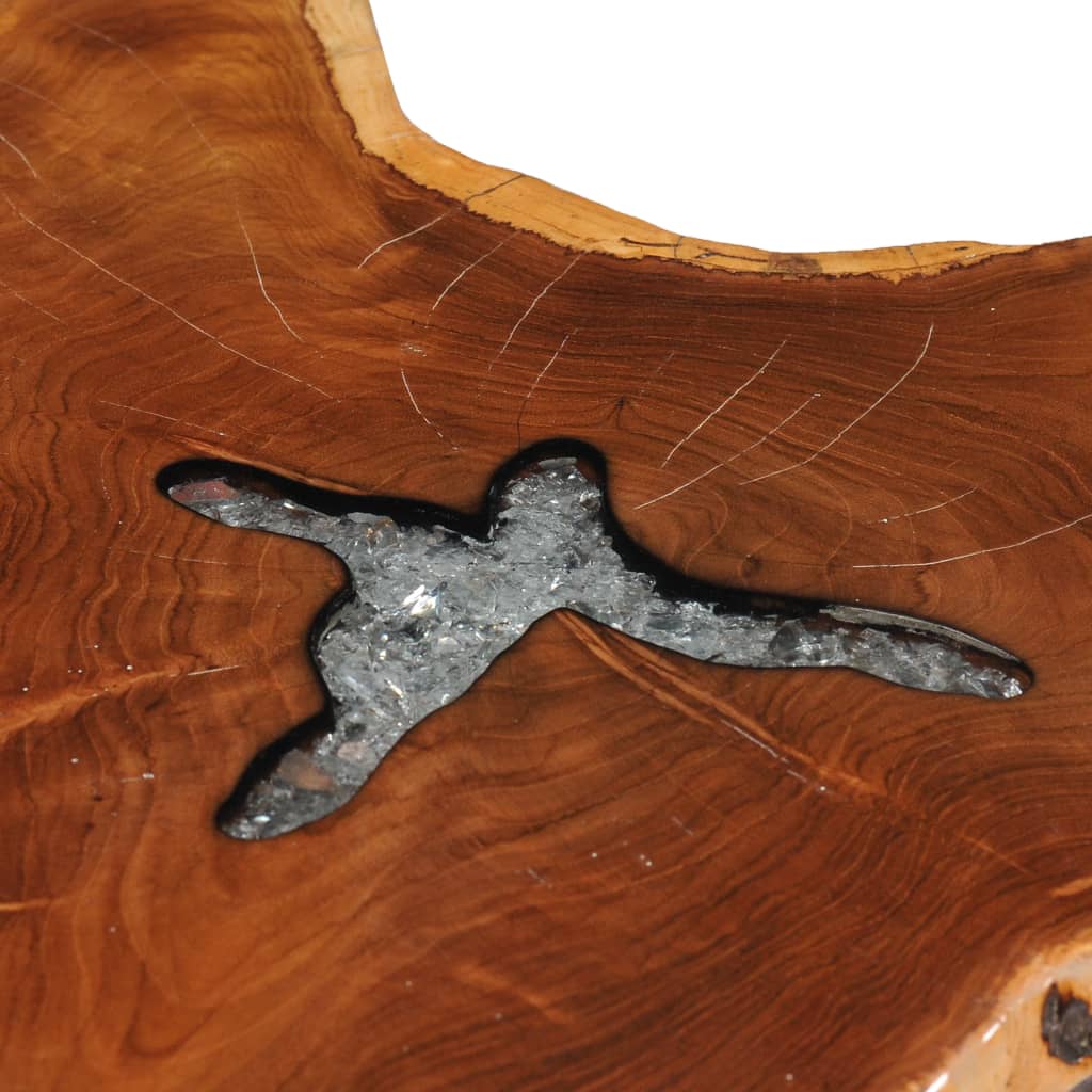 Mesa De Centro De Madera Maciza De Teca Y Polirresina 70x45 Cm_3