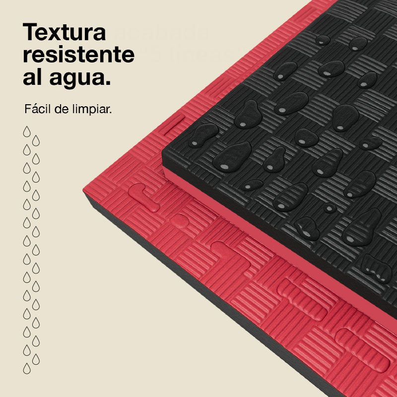 Tatami Puzzle 2,5cm 100x100cm – Superficie 5 Líneas Negro/rojo Jowy_4