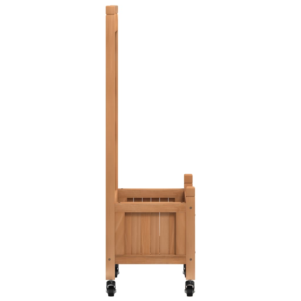 Jardinera Con Enrejado Y Ruedas Madera Maciza De Abeto Marrón_4