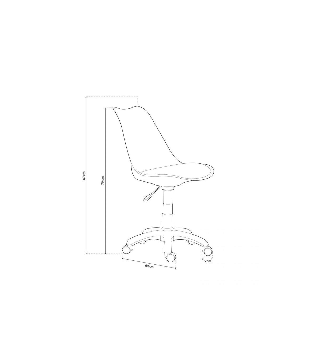 Sillón Giratorio Lina Tapizado En Simil Piel Blanco, 79-89cm(alto) 60cm(ancho) 60cm(fondo_1