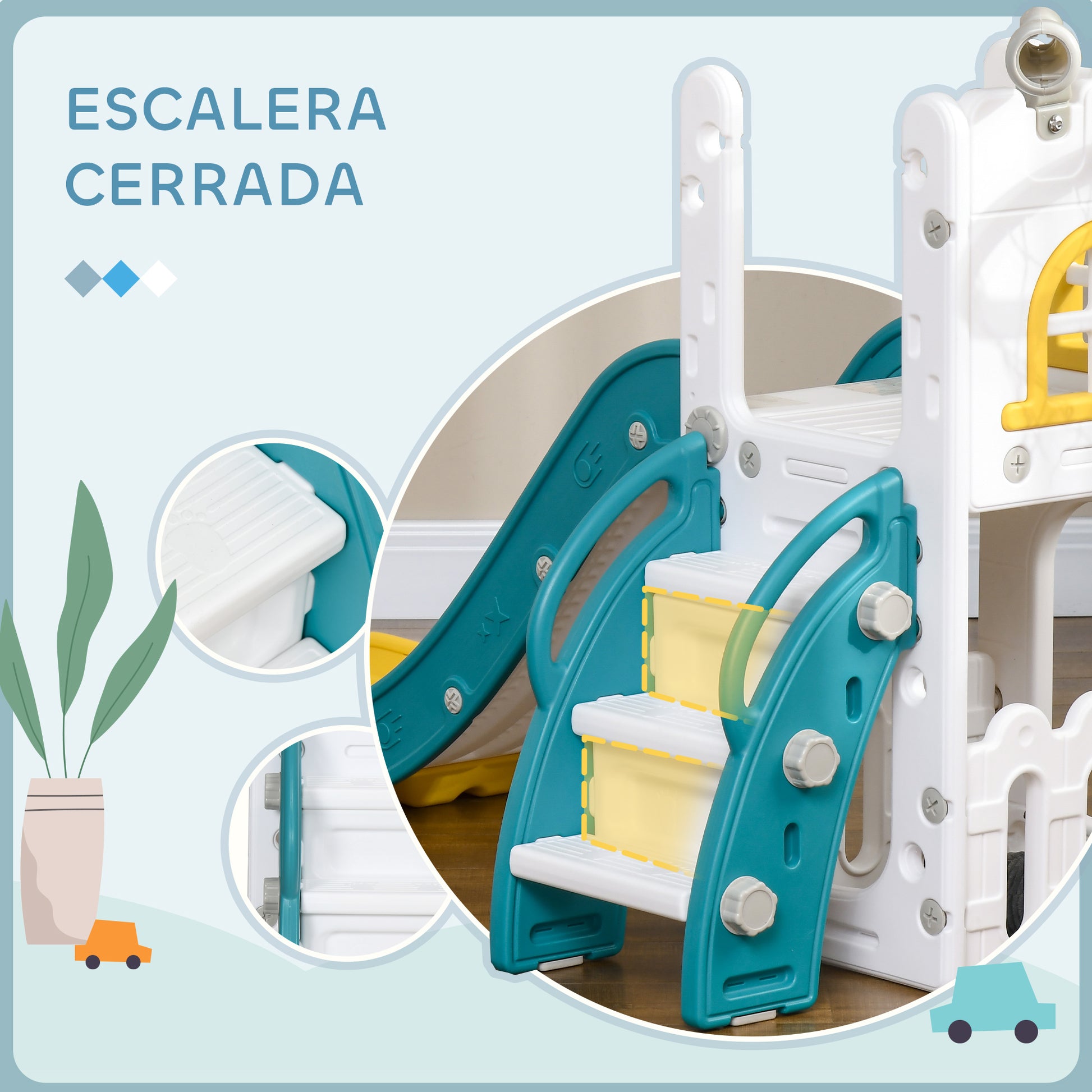 Aiyaplay Tobogán Infantil 5 En 1 Para Niños De 1-3 Años Amarillo Y Verde_5