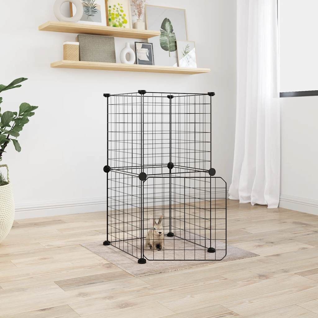 Vidaxl Jaula Para Mascotas De 8 Paneles Con Puerta Acero Negro 35x35cm_1