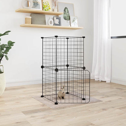 Vidaxl Jaula Para Mascotas De 8 Paneles Con Puerta Acero Negro 35x35cm_1