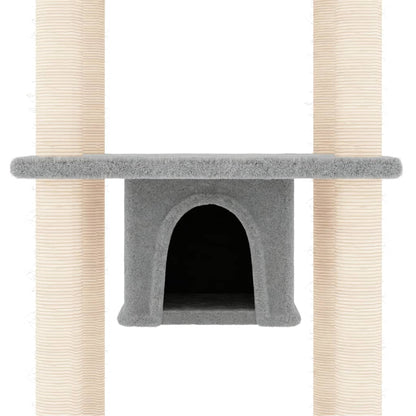 Rascador Para Gatos Con Postes De Sisal Gris Claro 169 Cm_5