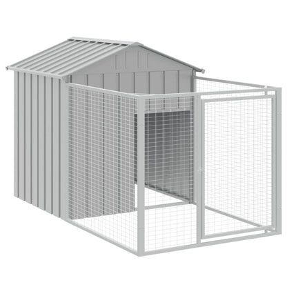 Vidaxl Caseta Perros Tejado Acero Galvanizado Gris Claro 117x405x123cm_5