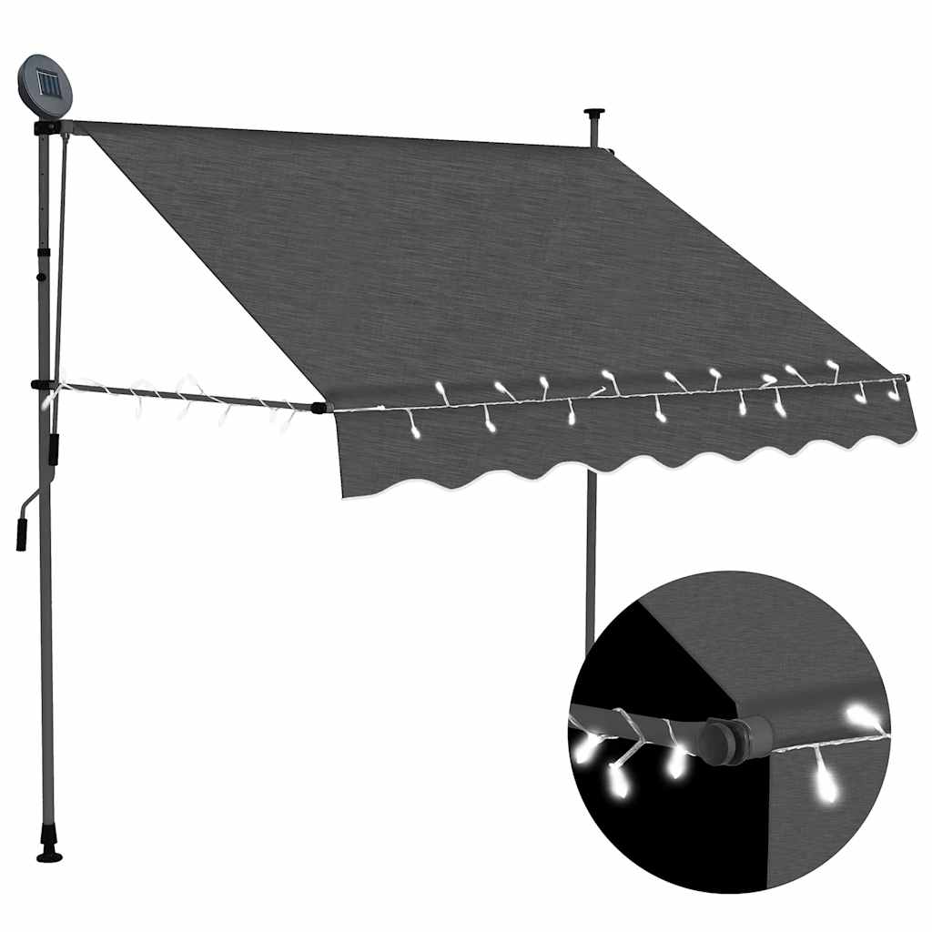 Toldo Manual Retráctil Con Led Gris Antracita 150 Cm_1