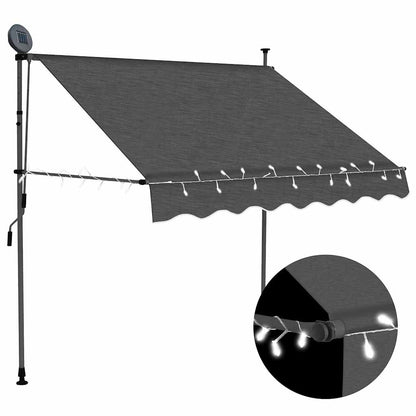 Toldo Manual Retráctil Con Led Gris Antracita 150 Cm_1