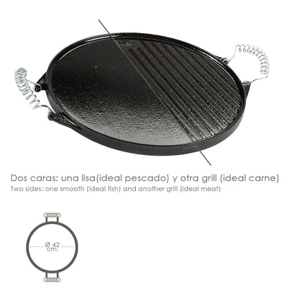 Plancha Hierro Fundido Esmaltada 42cm