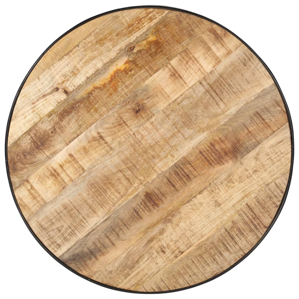 Mesa De Centro Madera Maciza De Mango Rugosa Negra 68x68x36 Cm_1
