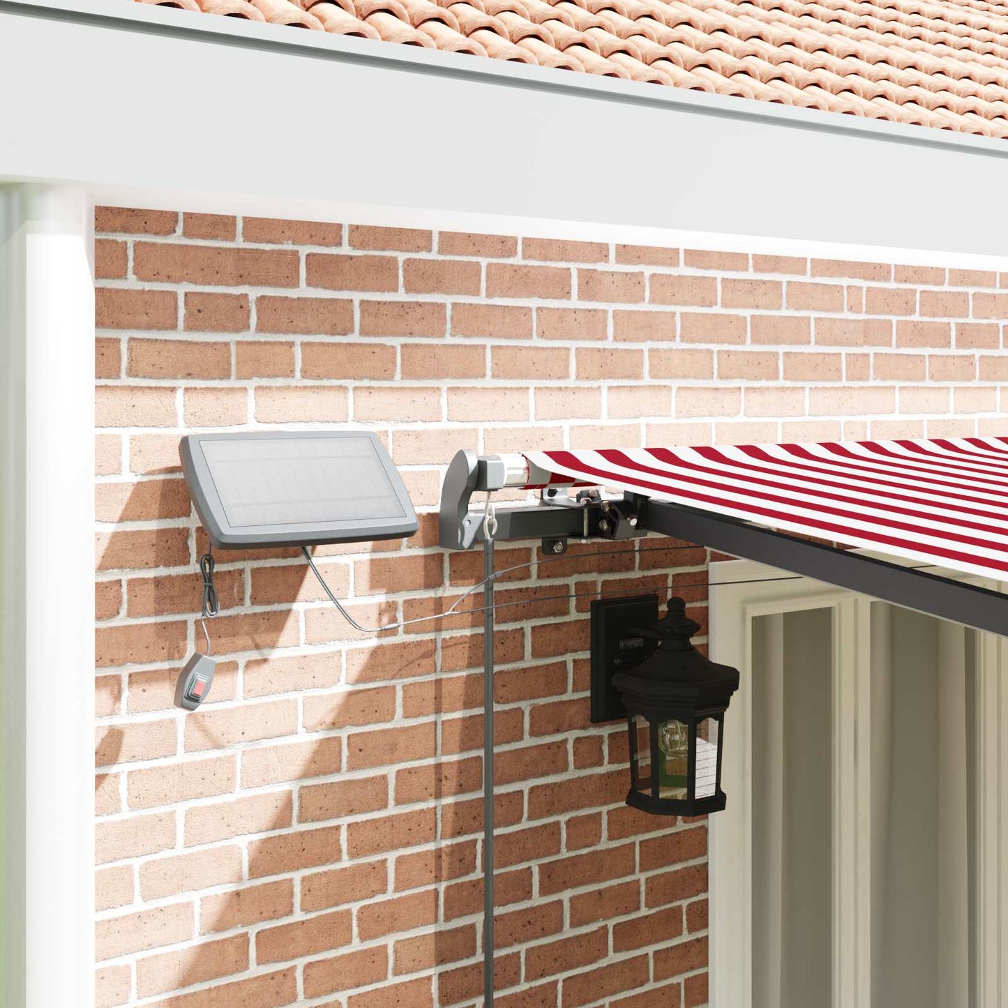 Toldo Retráctil Rojo Y Blanco 600 X 350 Cm Tela Y Aluminio_3